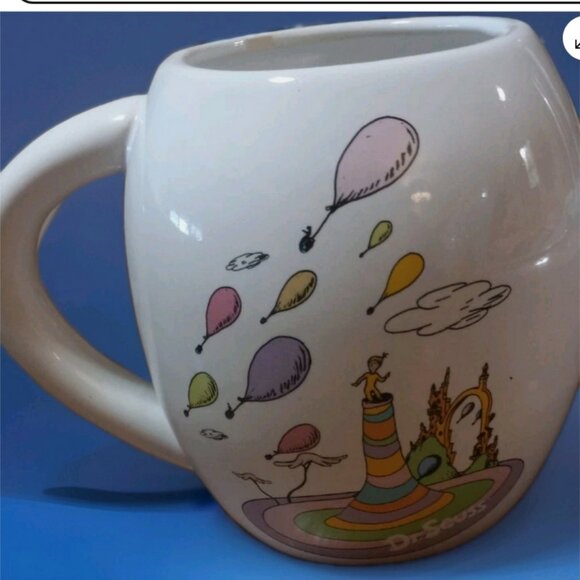 Dr. Seuss Oh the Places You'll Go 18oz Oval Ceramic Mug white Cup Vandor Glass - Picture 4 of 4